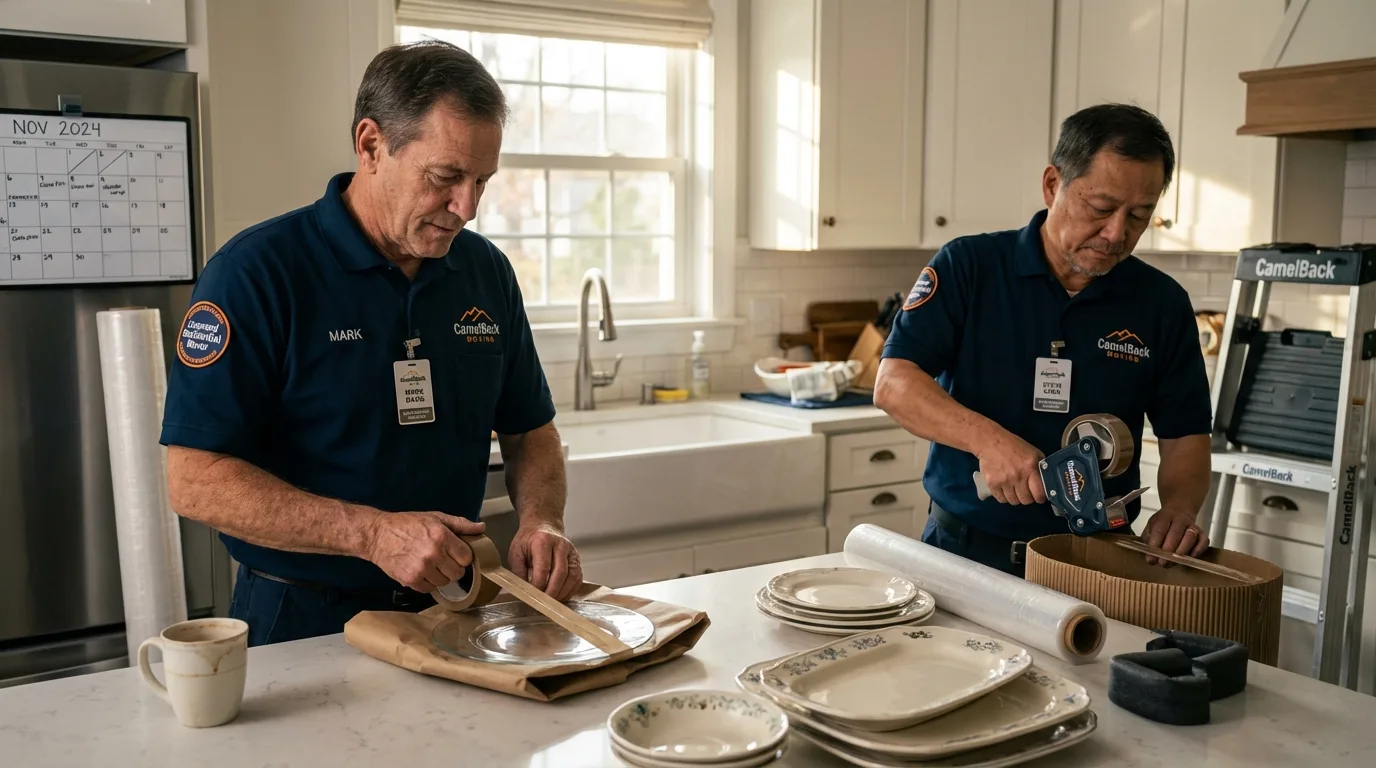 Professional crew packing kitchen dishware in Glasgow, MT